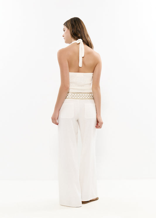 Pantalon cintura bordados