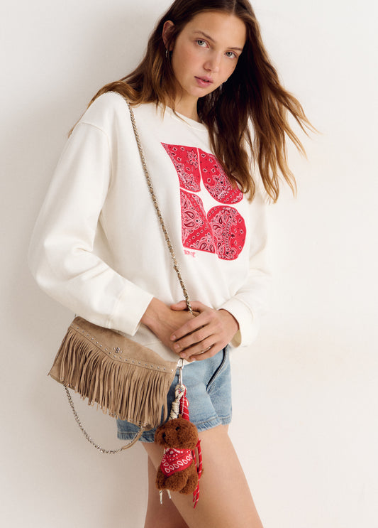 Bolso solapa flecos piel