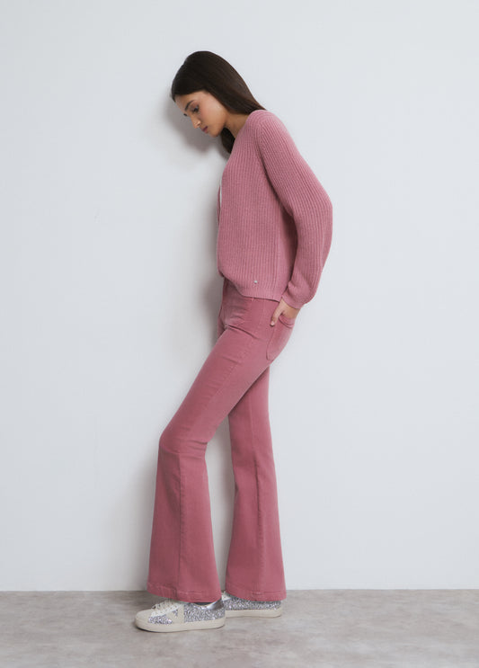 Pantalon campana bolsillo frontal