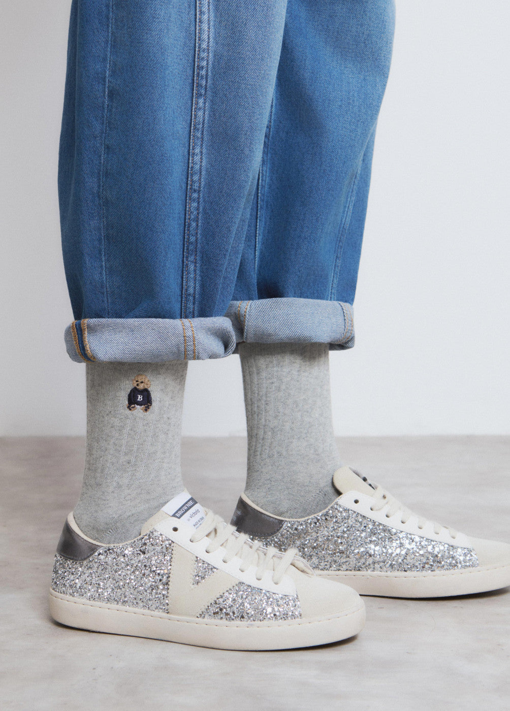 Calcetín bordado perrito