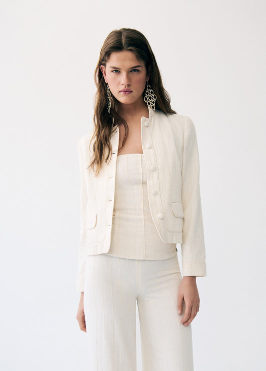 Chaqueta tejido textura y vivos