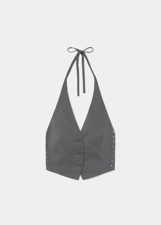 Top lino halter tachas