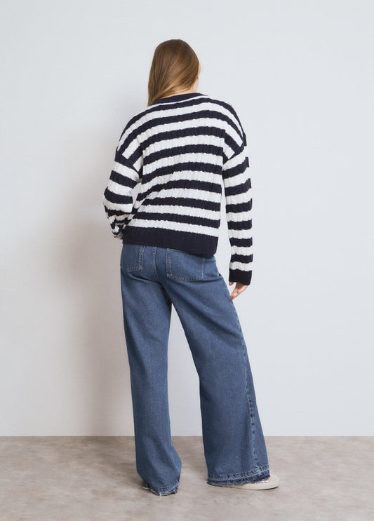 Jersey trenzas rayas bordado perrito