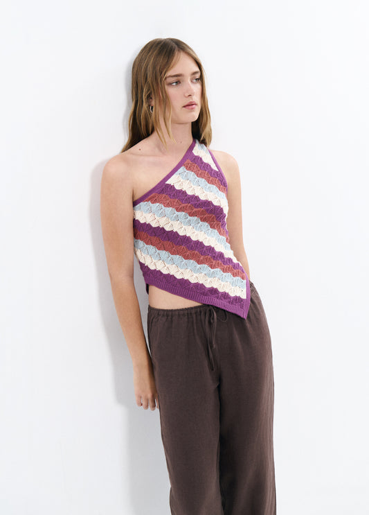 Top asimétrico punto colores