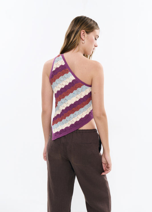 Top asimétrico punto colores
