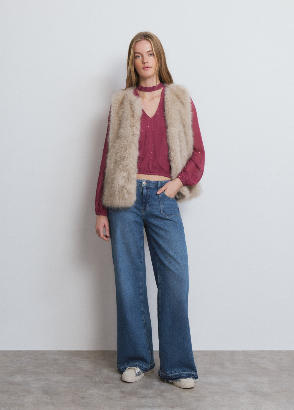 Blusa choker lentejuelas