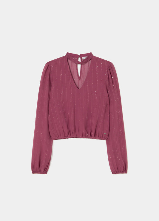 Blusa choker lentejuelas