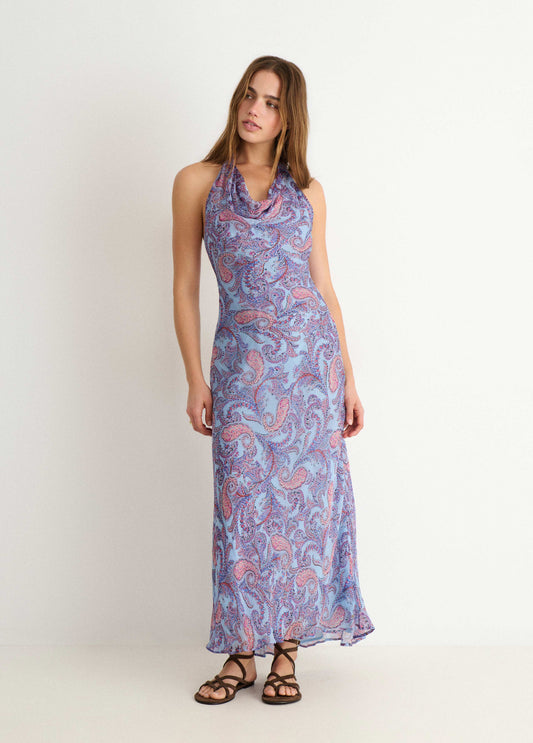Vestido estampado drapeado
