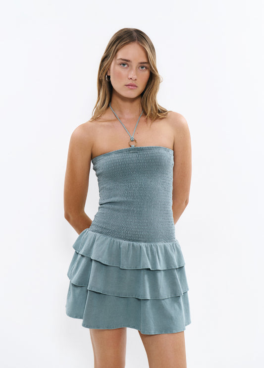 Vestido smock volantes