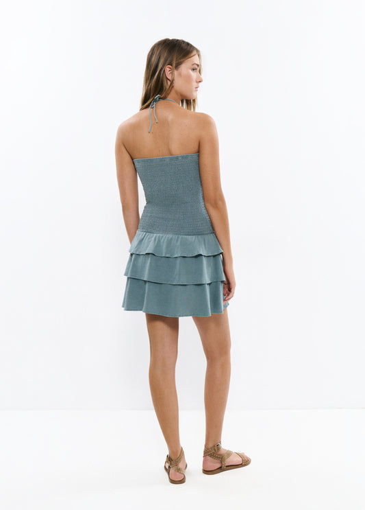 Vestido smock volantes