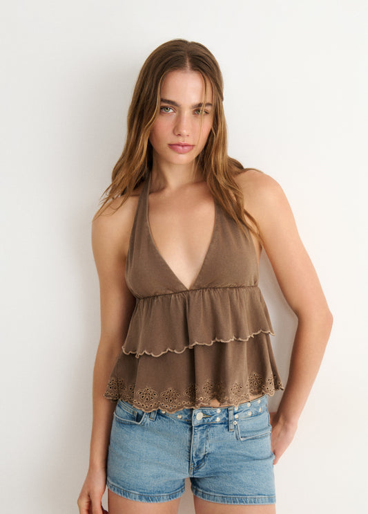 Top halter volantes