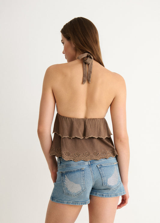 Top halter volantes