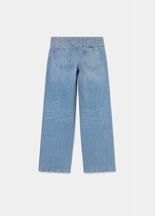 Jeans cinturilla ancha bordada