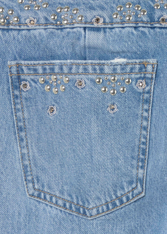 Jeans cinturilla ancha bordada