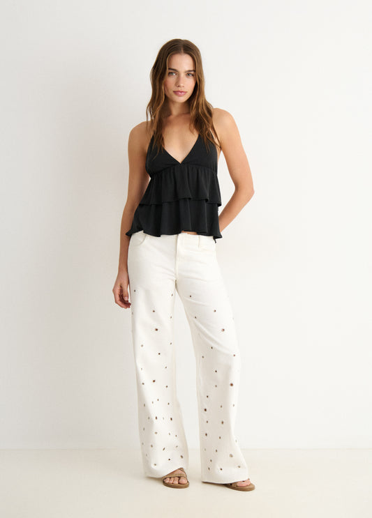Pantalón eyelets allover