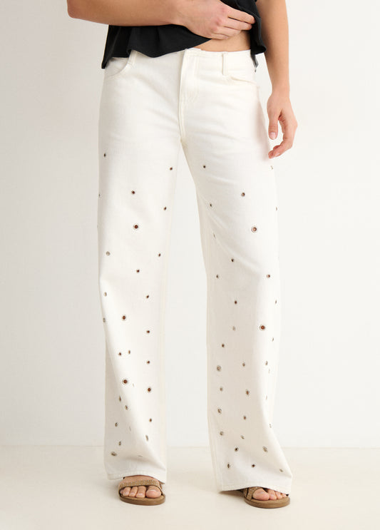 Pantalón eyelets allover