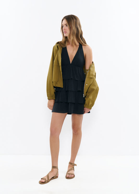 Vestido halter multivolantes