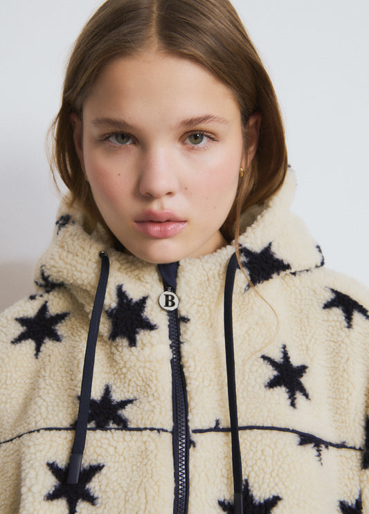 Chaqueta efecto borreguito estrellas
