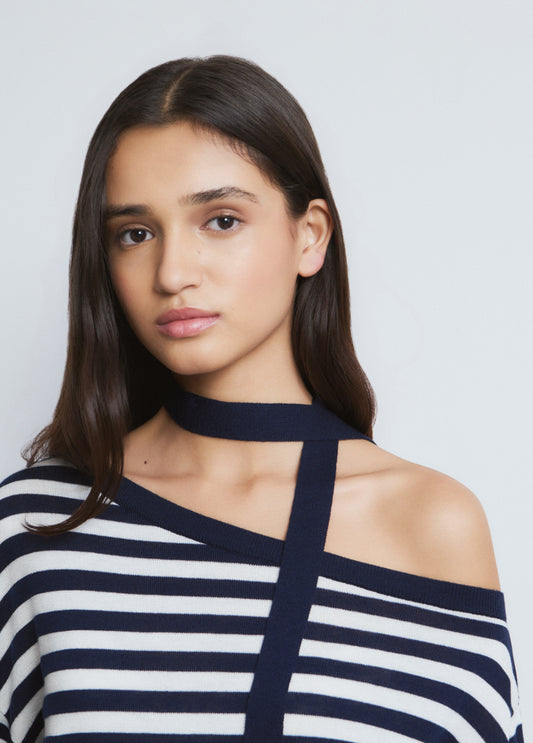 Jersey asimétrico rayas choker