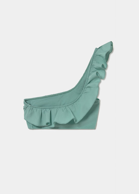 Top bikini asimétrico volante