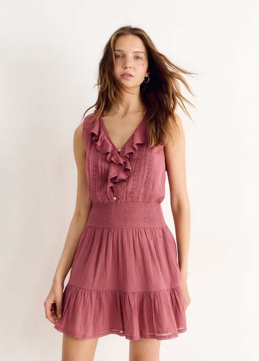 Vestido corto volantes
