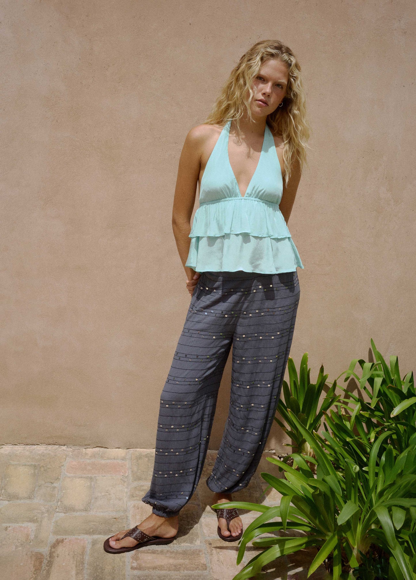 Pantalón bombacho lentejuelas