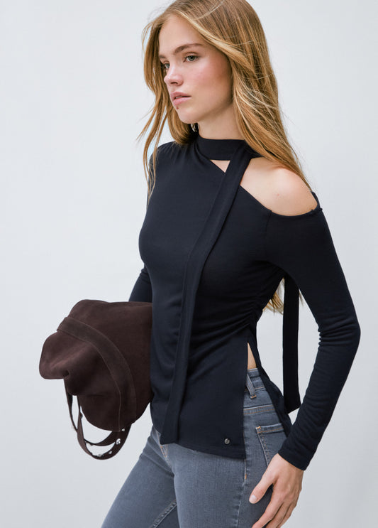 Camiseta asimétrica bufanda