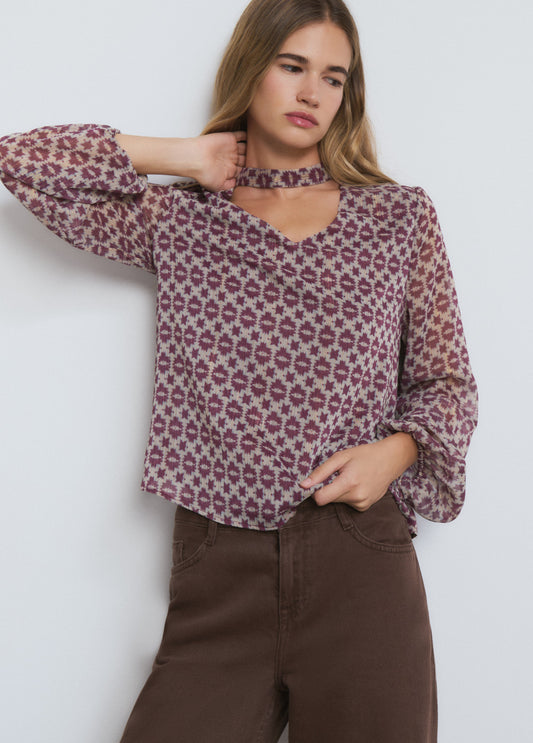 Blusa estampada choker