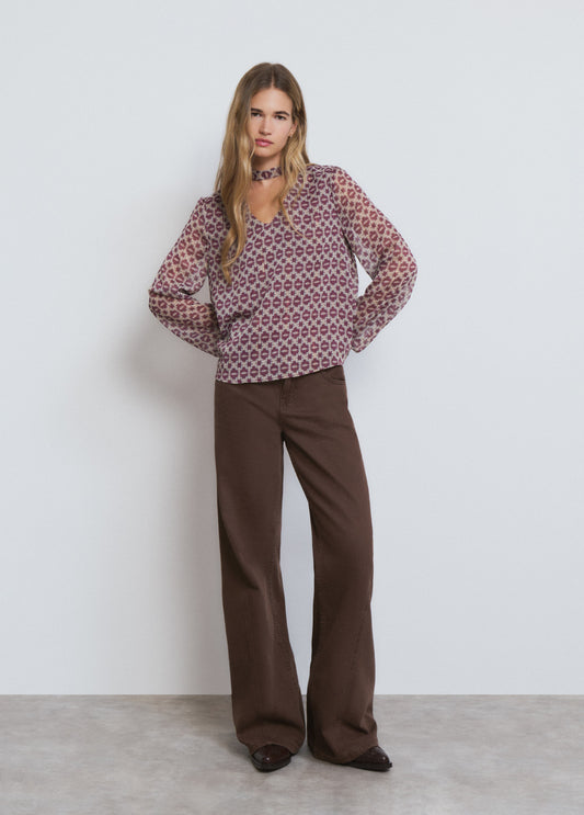 Blusa estampada choker