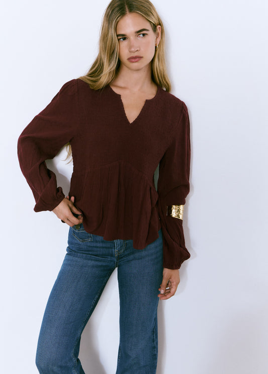 Camisa escote smock