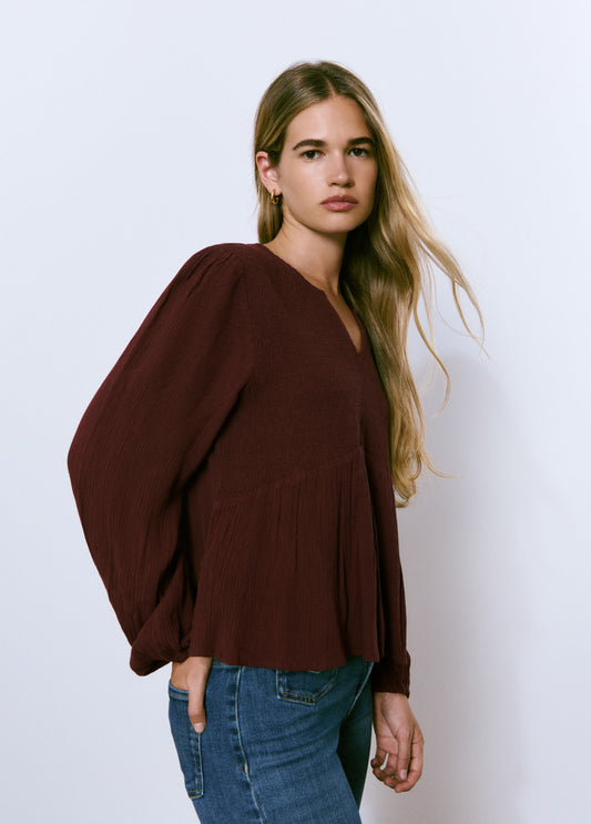 Camisa escote smock
