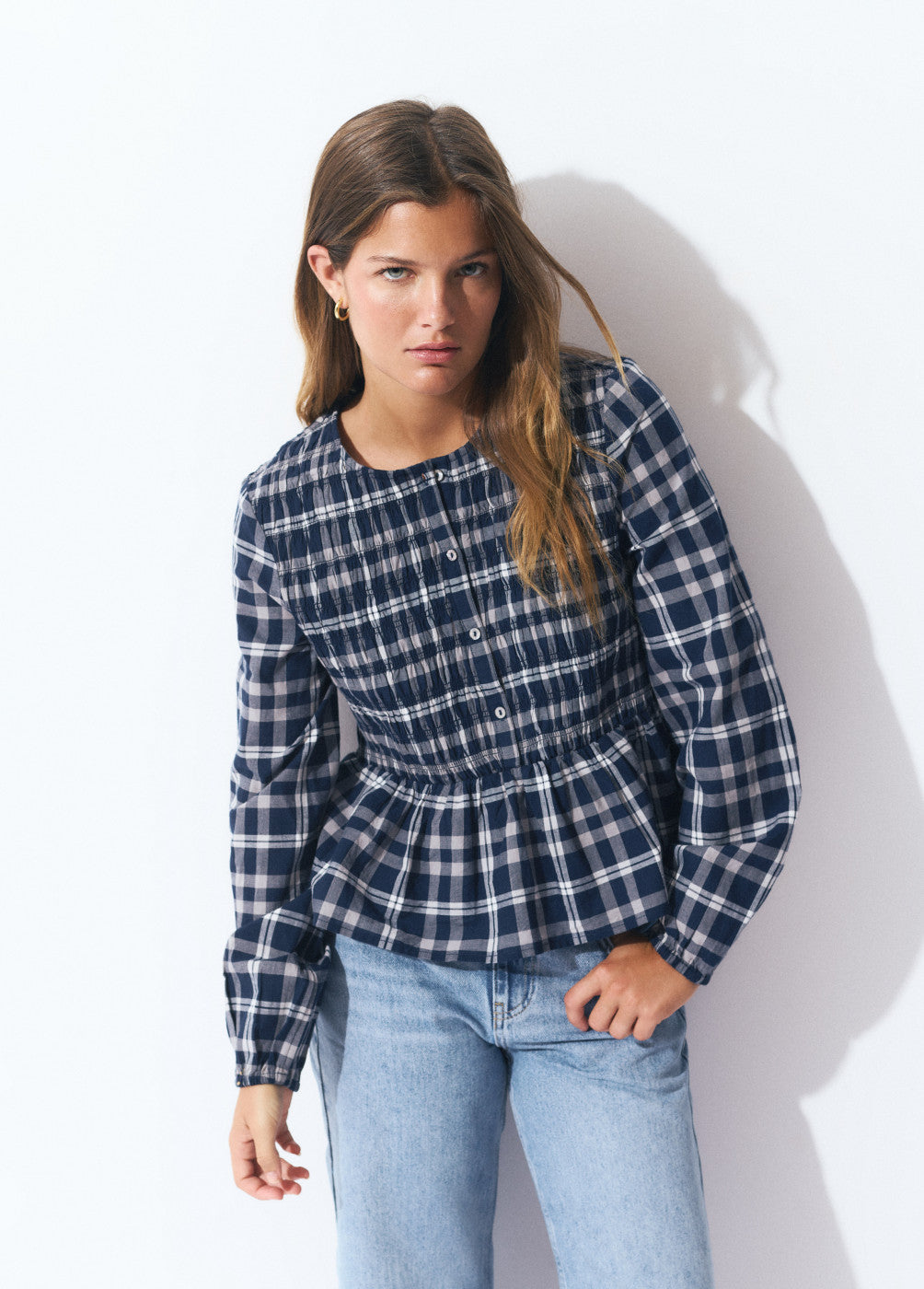 Blusa smock cuadros