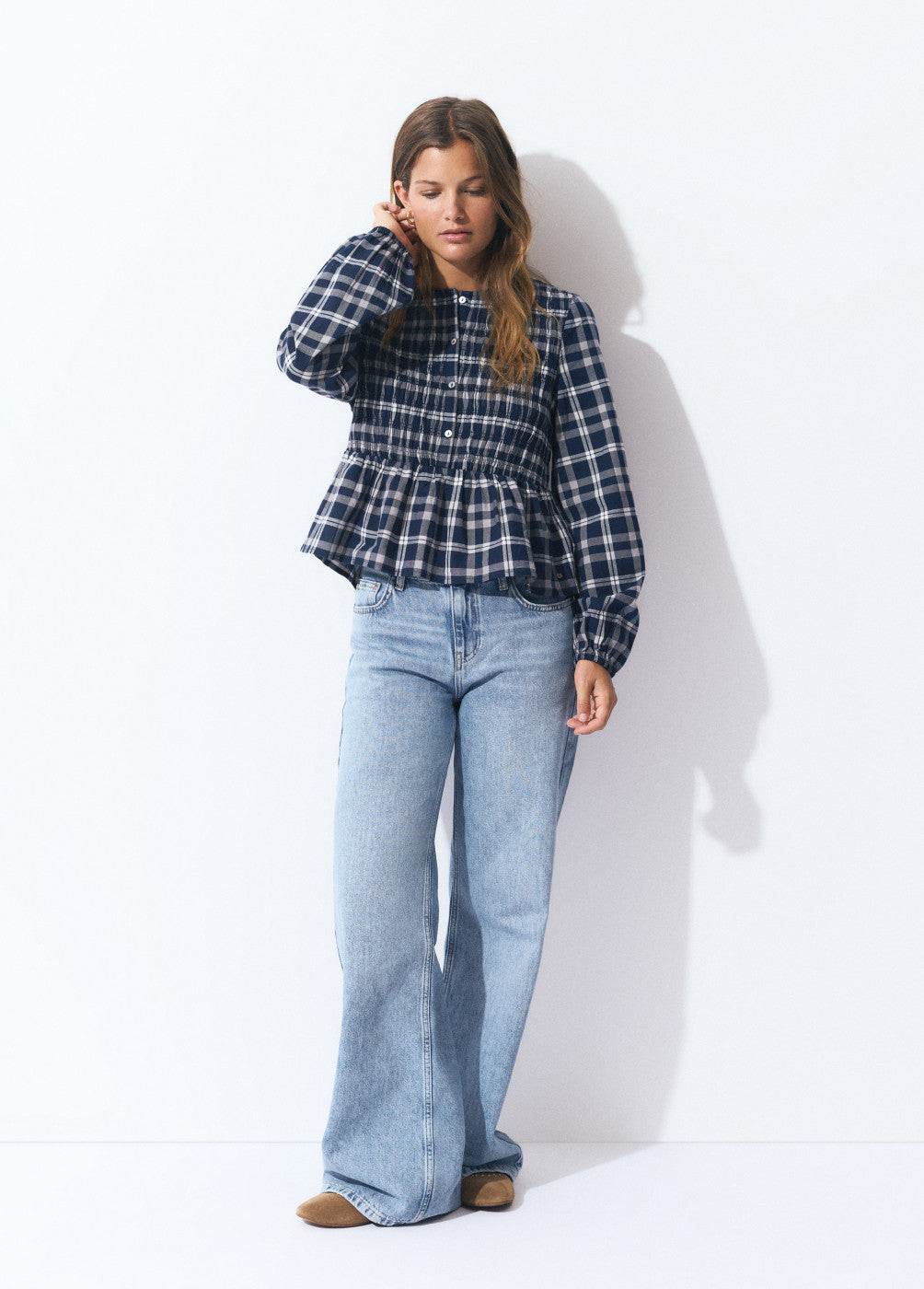 Blusa smock cuadros