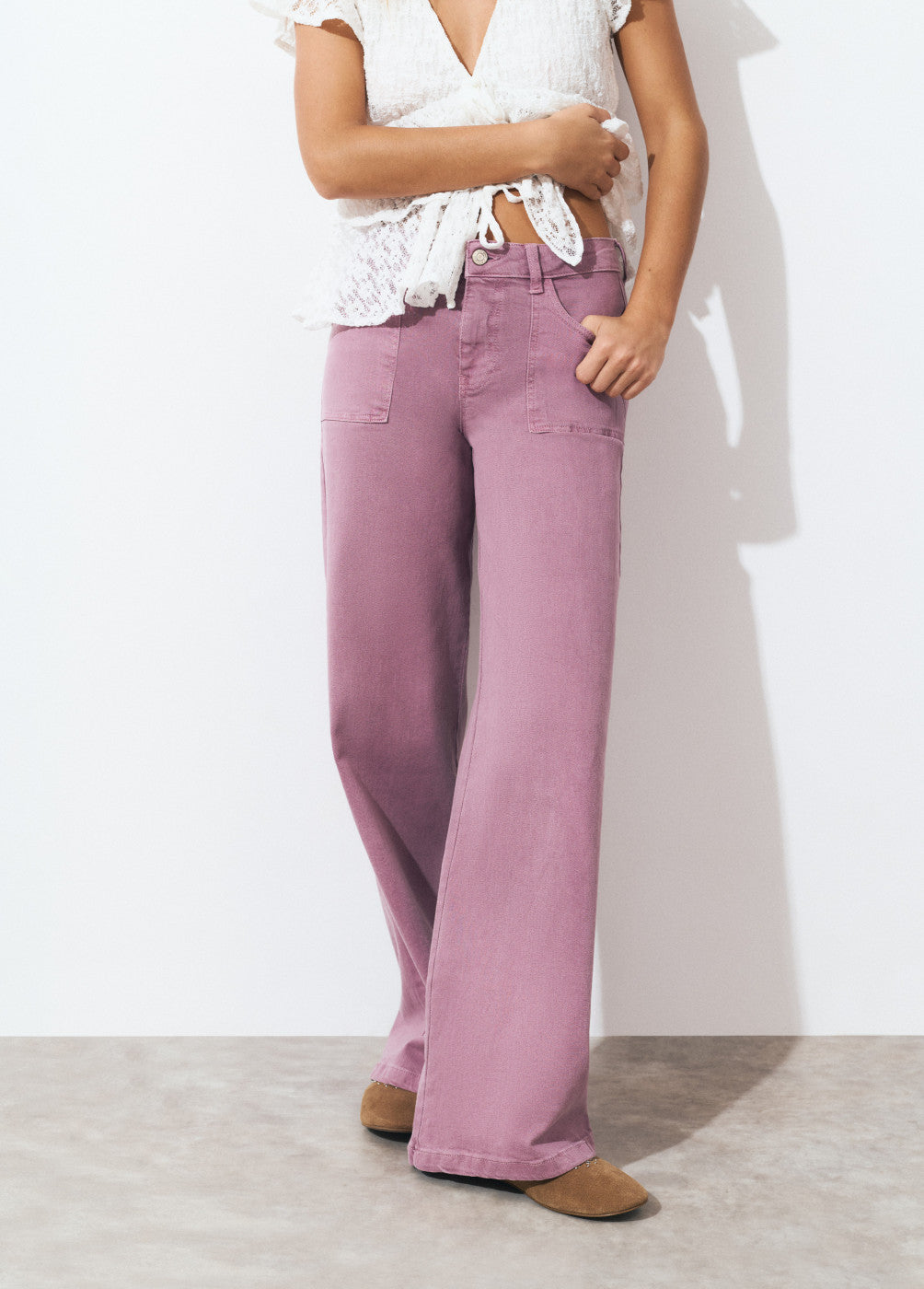 Pantalón culotte con bolsillos frontales