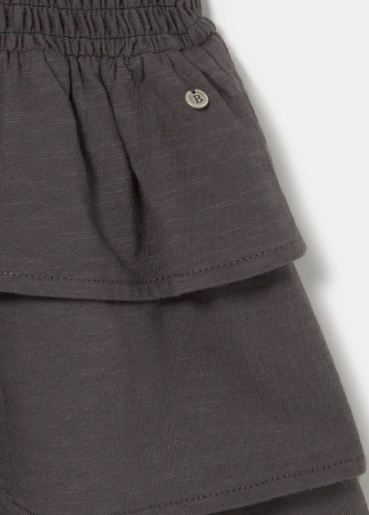 Vestido bandeau smock y volantes