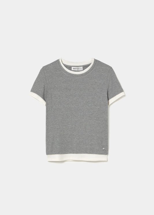 Camiseta rib efecto doble