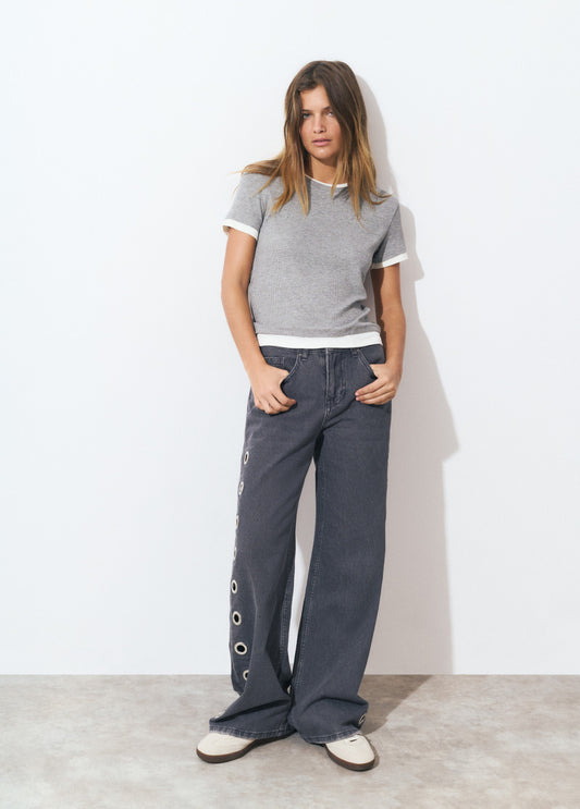Camiseta rib efecto doble