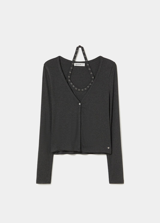 Camiseta doble tachas cuello