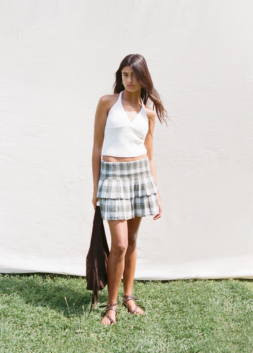 Falda smock cuadros