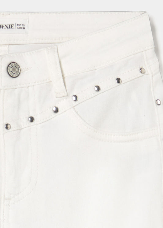 Jeans flare cropped tachas