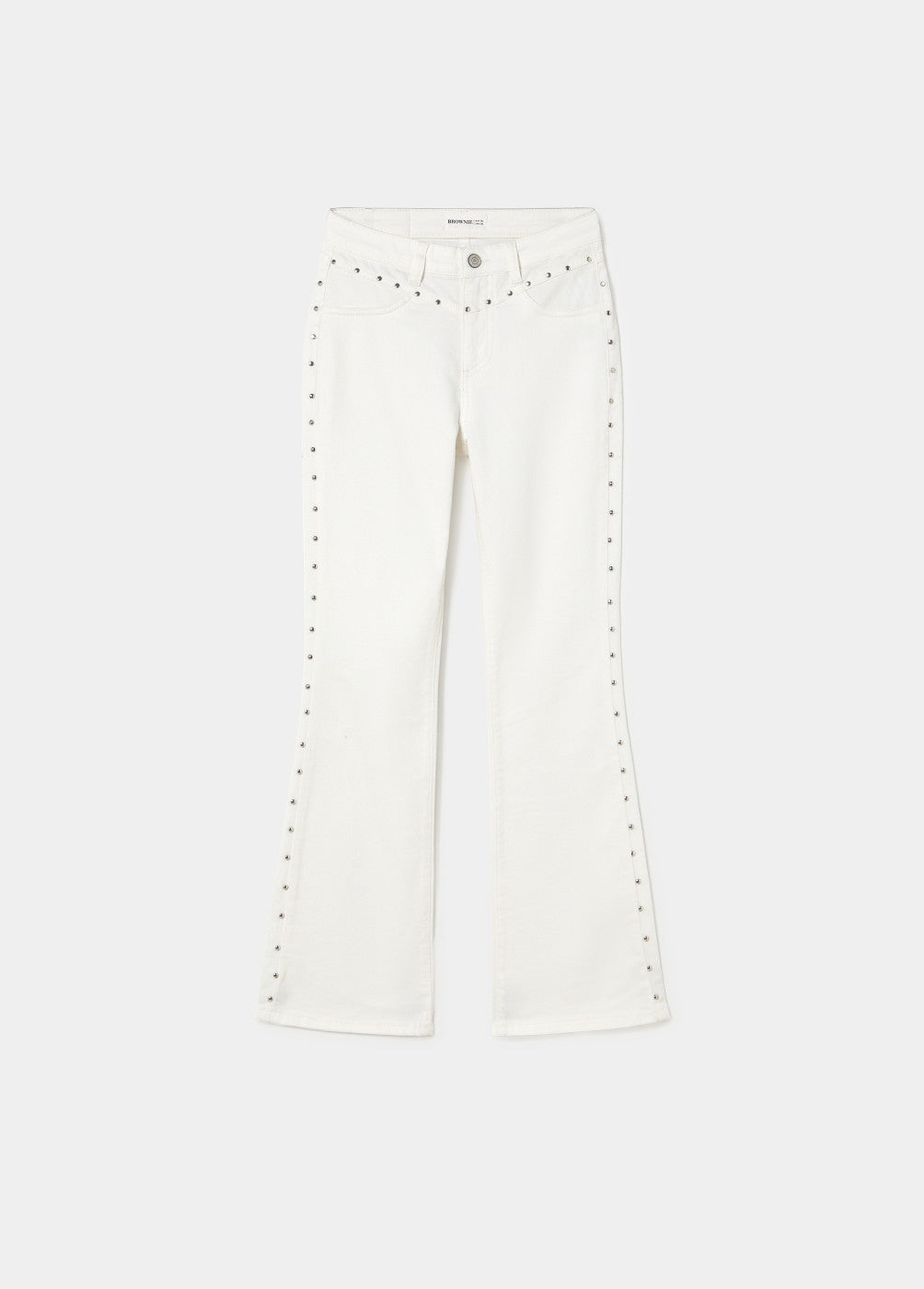 Jeans flare cropped tachas