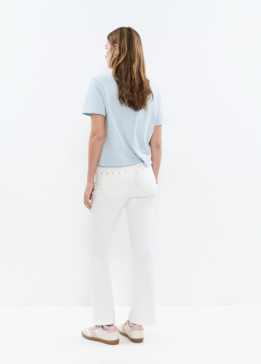 Jeans flare cropped tachas