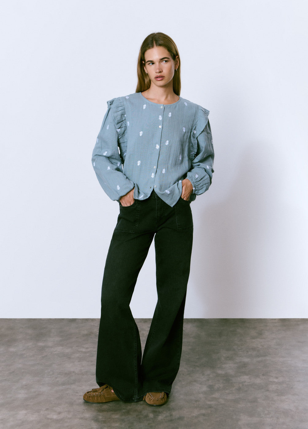 Jeans culotte bolsillo frontal