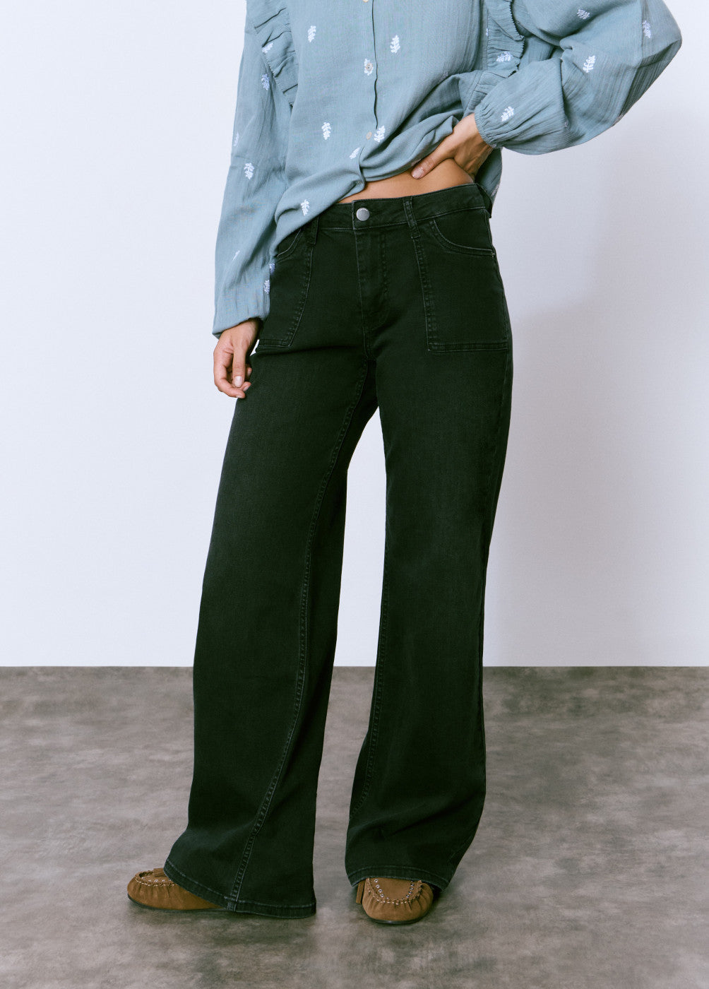 Jeans culotte bolsillo frontal
