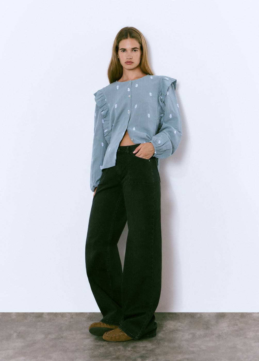 Jeans culotte bolsillo frontal