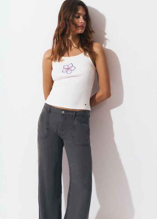 Pantalon bolsillo parche fluido