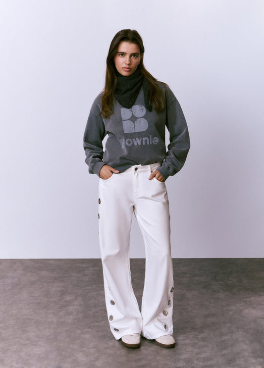 Pantalón recto eyelets