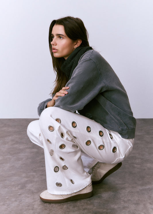 Pantalón recto eyelets