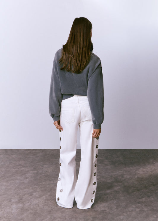Pantalón recto eyelets