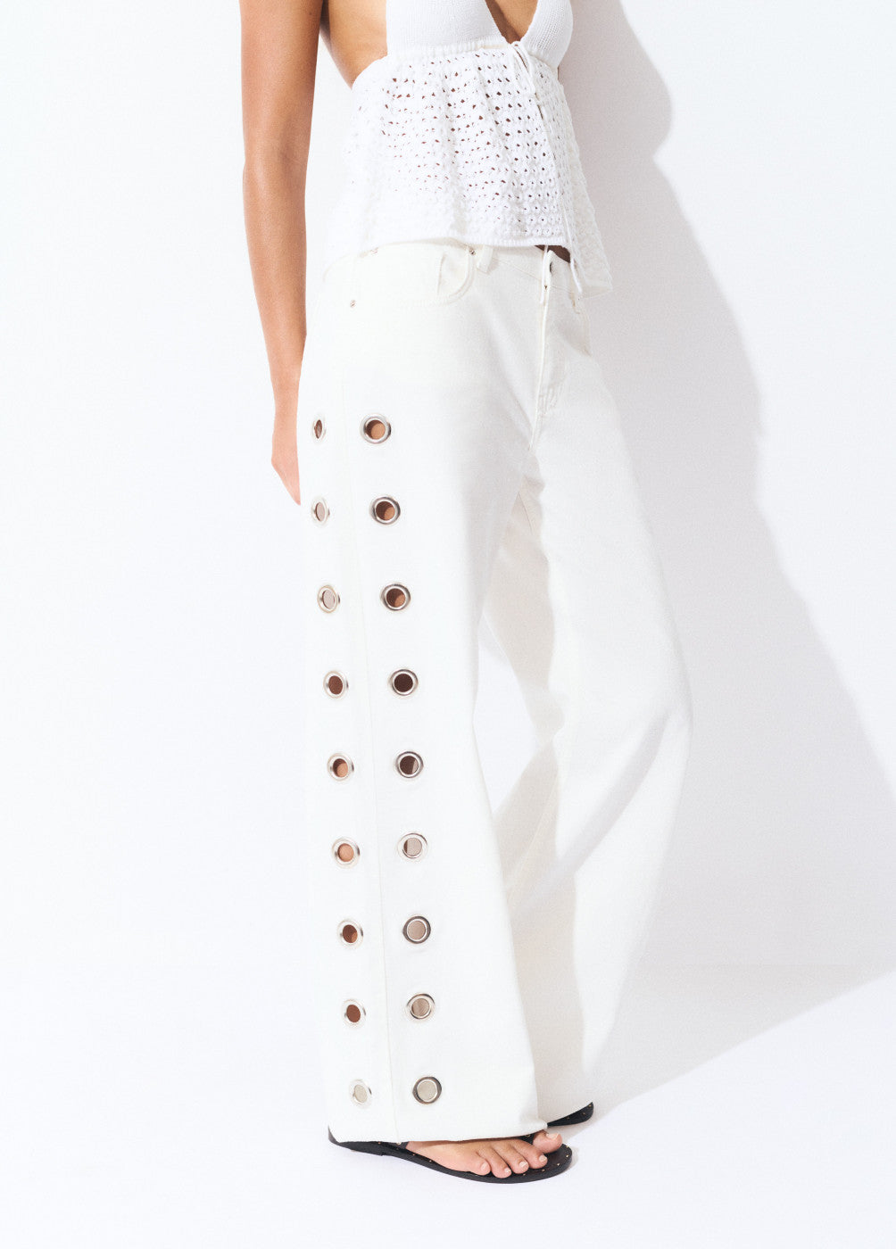 Pantalón recto eyelets